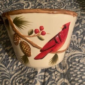 Harry and David Cardinal with Pinecone Design Bowl